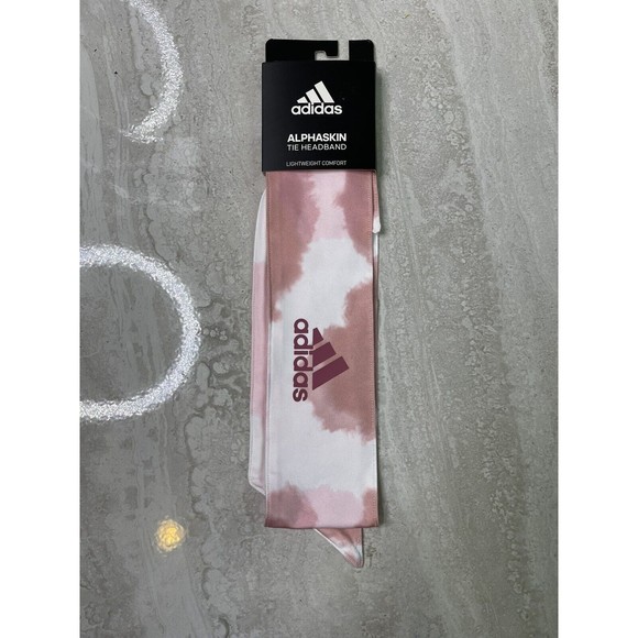 ADIDAS One Size Unisex Mauve / Pink Color Wash Alphaskin Print Tie Headband New - Picture 1 of 6